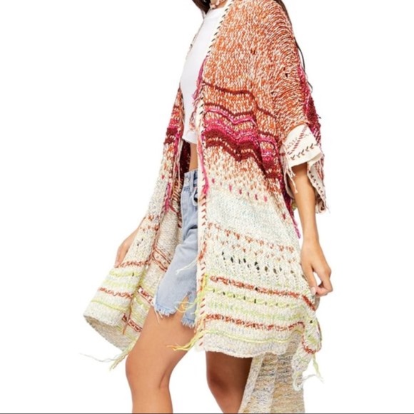 Free People ‘Skies the Limit’ Desert Dream Cardigan Size Medium - Picture 5 of 9